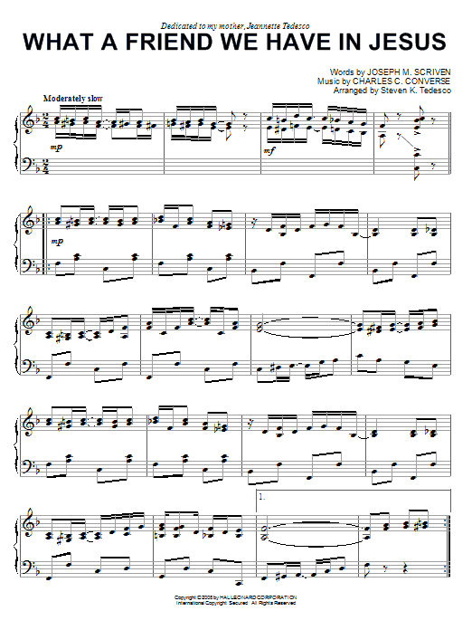 Product gallery: Page 1 of 1 What A Friend We Have In Jesus [Ragtime version], Steven Tedesco