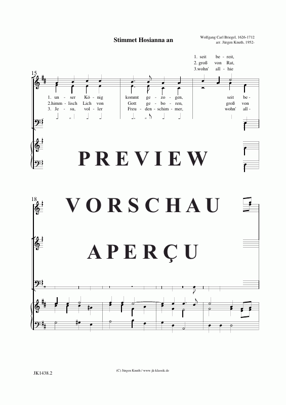 Product gallery: Page 3 of 8 Stimmet Hosianna an , , (choir, 2x violins + organ-BC)