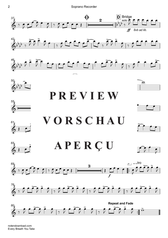 Product gallery: Page 9 of 17 Every Breath You Take , Police, (recorder quintet SATTB)