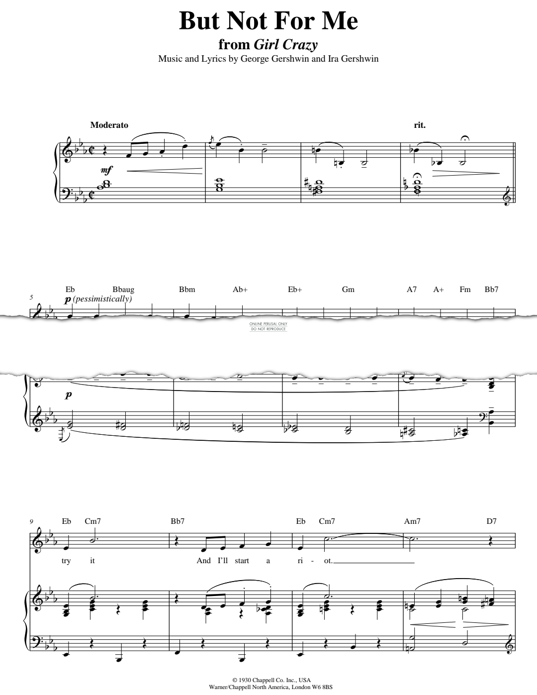 Product gallery: Page 1 of 1 But Not For Me, George Gershwin