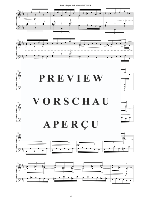 Produktgalerie: Seite 5 von 6 Fuge in H-Moll BWV 893b - Piano Version, , Klavier Solo