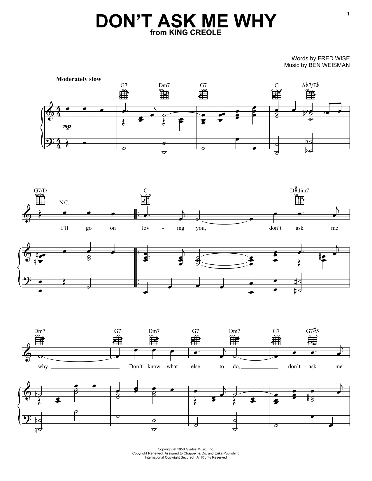 Produktgalerie: Seite 1 von 1 Don't Ask Me Why, Elvis Presley, Gesang, Gitarre, Klavier