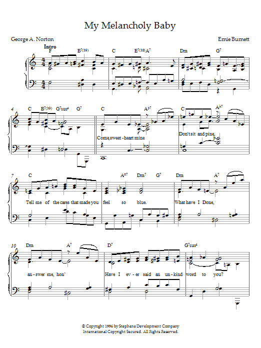Product gallery: Page 1 of 1 My Melancholy Baby, Burnett