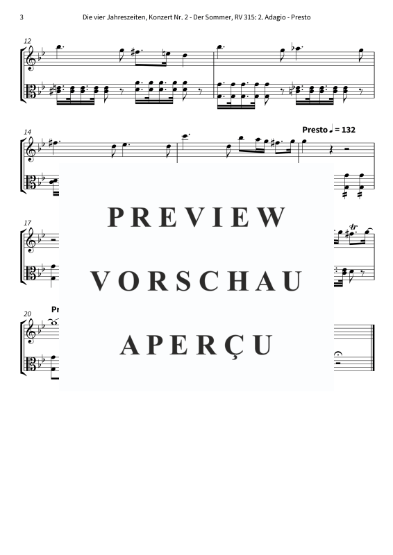 Produktgalerie: Seite 5 von 5 Die vier Jahreszeiten, Konzert Nr. 2 - Der Sommer - 2. Adagio, The Twiolins, (Duett Violine + Viola)