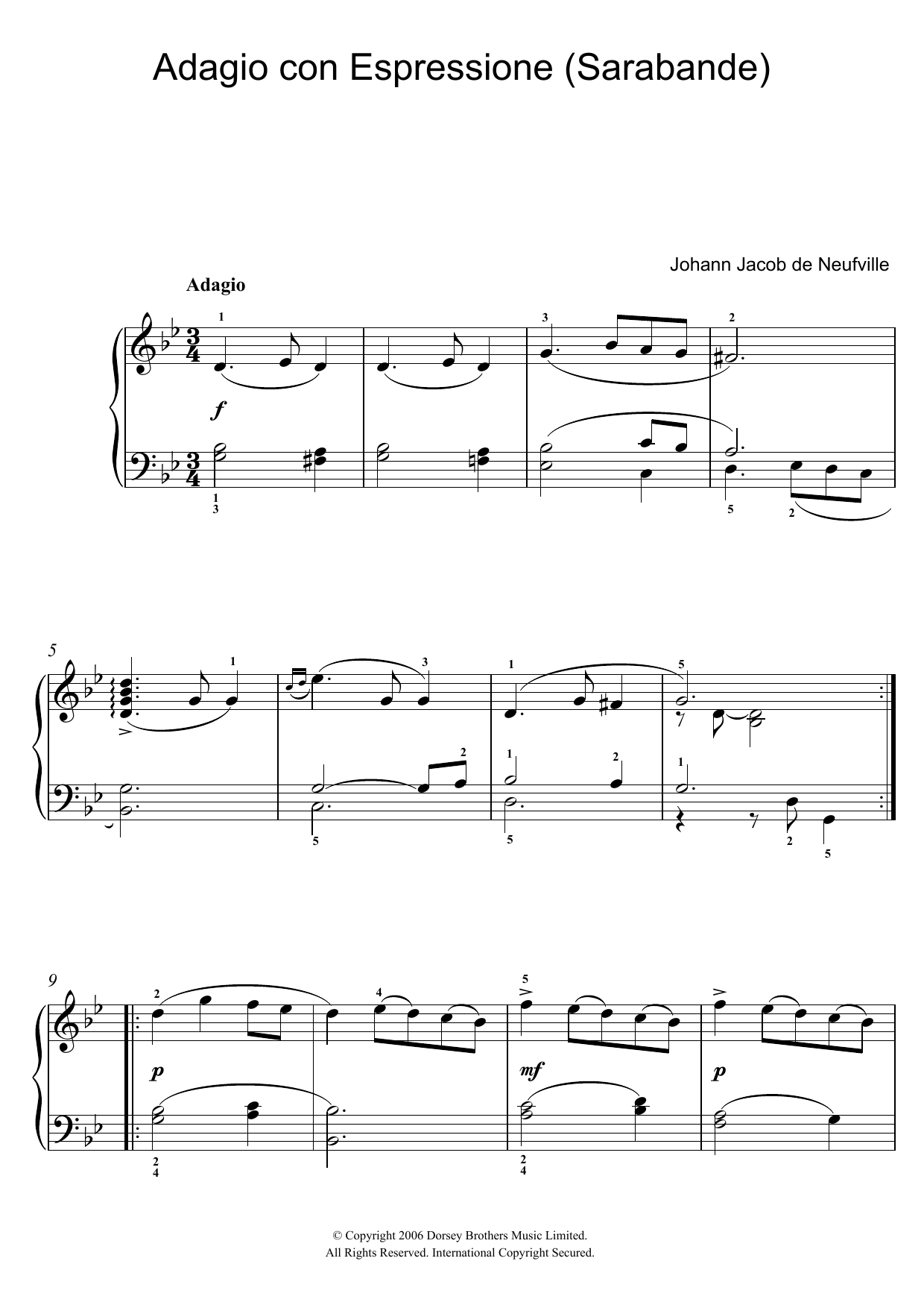 Product gallery: Page 1 of 1 Adagio Con Espressione (Sarabande), Johann Jacob de Neufville