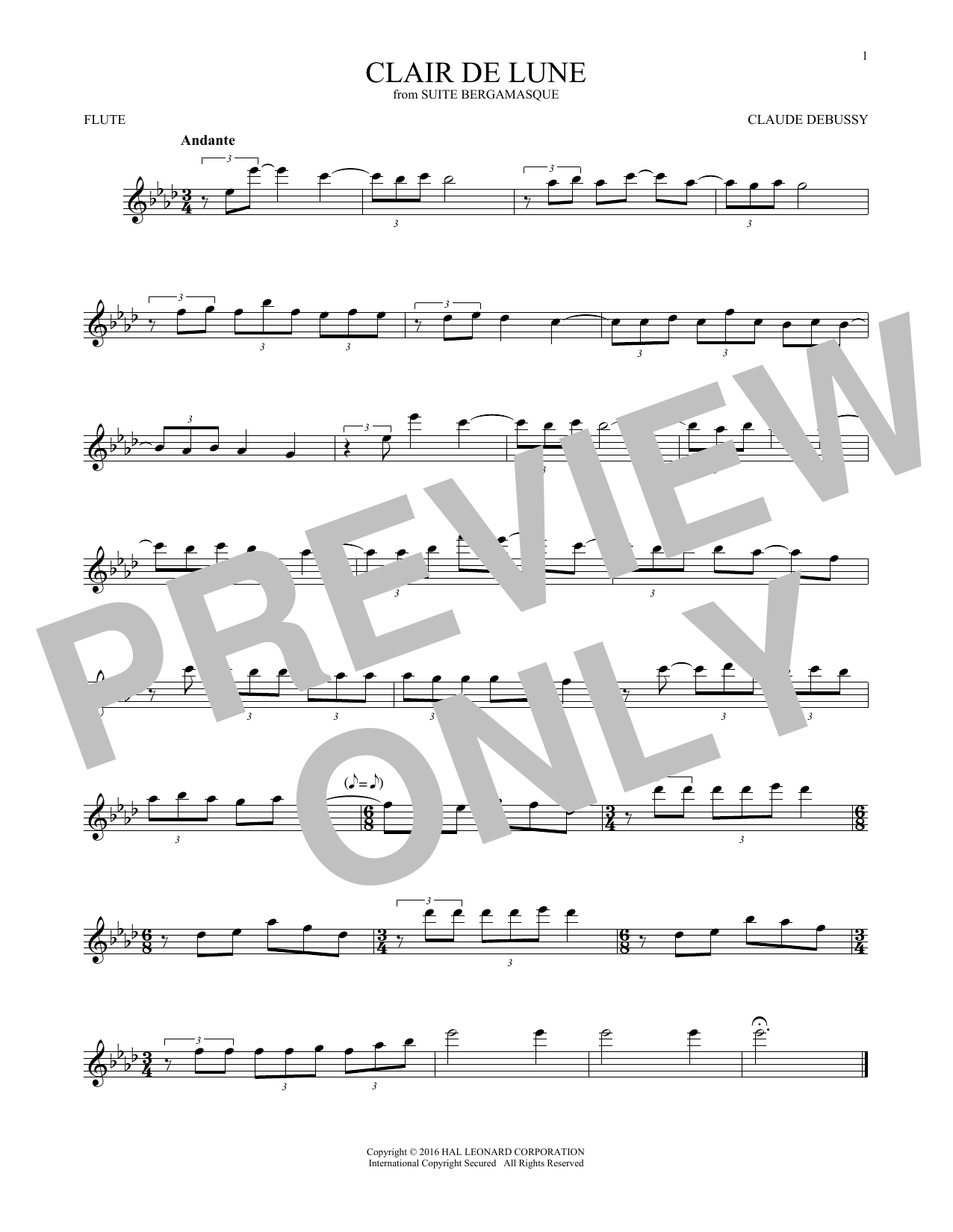 Product gallery: Page 1 of 1 Clair De Lune, Claude Debussy