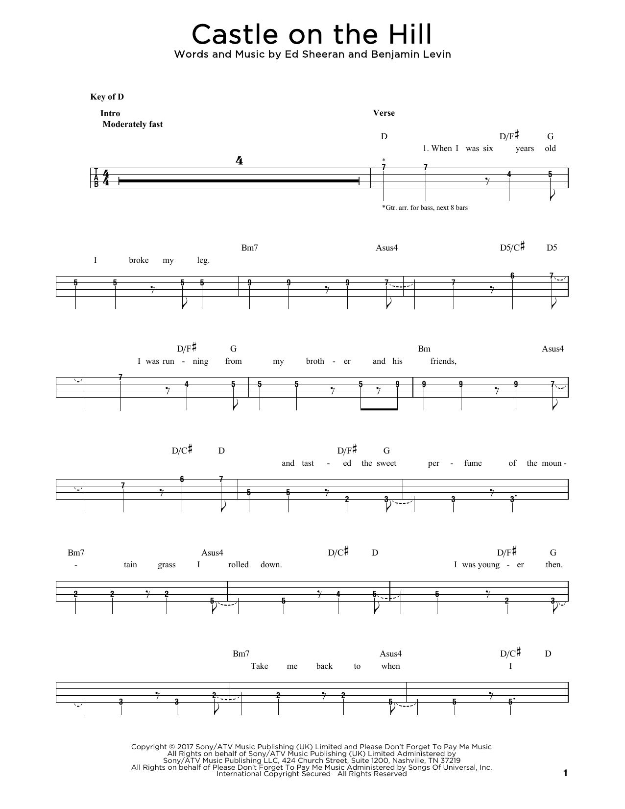 Produktgalerie: Seite 1 von 1 Castle On The Hill, Ed Sheeran, E-Bass, Gitarre