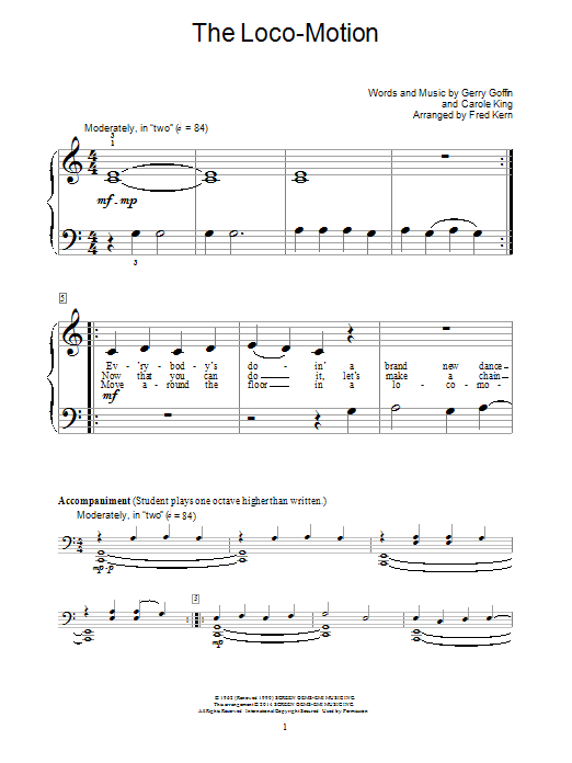 Produktgalerie: Seite 1 von 1 The Loco-Motion (arr. Fred Kern), Little Eva, Klavier