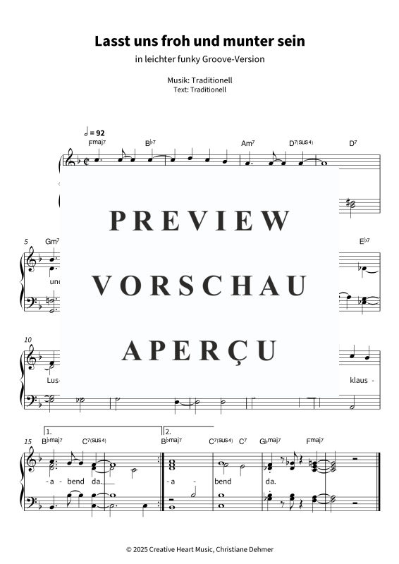 Produktgalerie: Seite 1 von 5 Lasst uns froh und munter sein - in leichter funky Groove-Version, , Klavier Solo