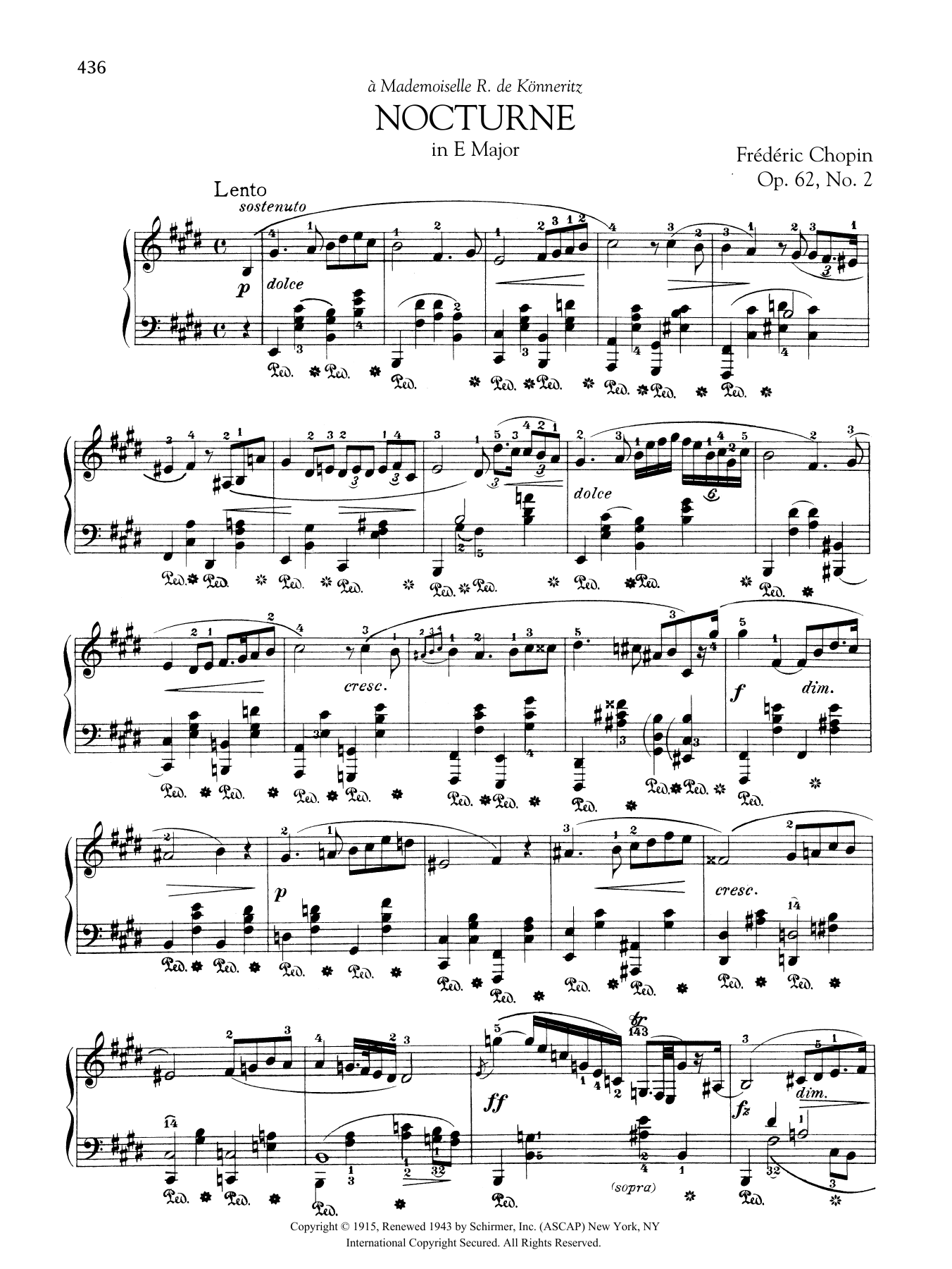 Product gallery: Page 1 of 1 Nocturne in E Major, Op. 62, No. 2, Frédéric Chopin