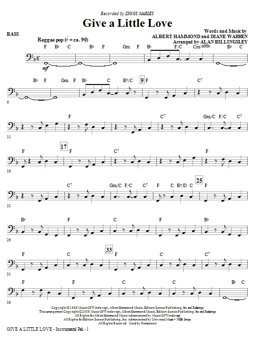 Product picture to: Give A Little Love (arr. Alan Billingsley) - Bass