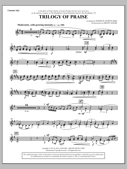 Produktbild zu: Trilogy Of Praise - Bb Clarinet 1,2