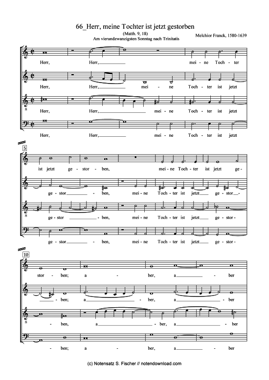 Product picture to: Herr, meine Tochter ist jetzt gestorben Melchior Franck (1580-1639)