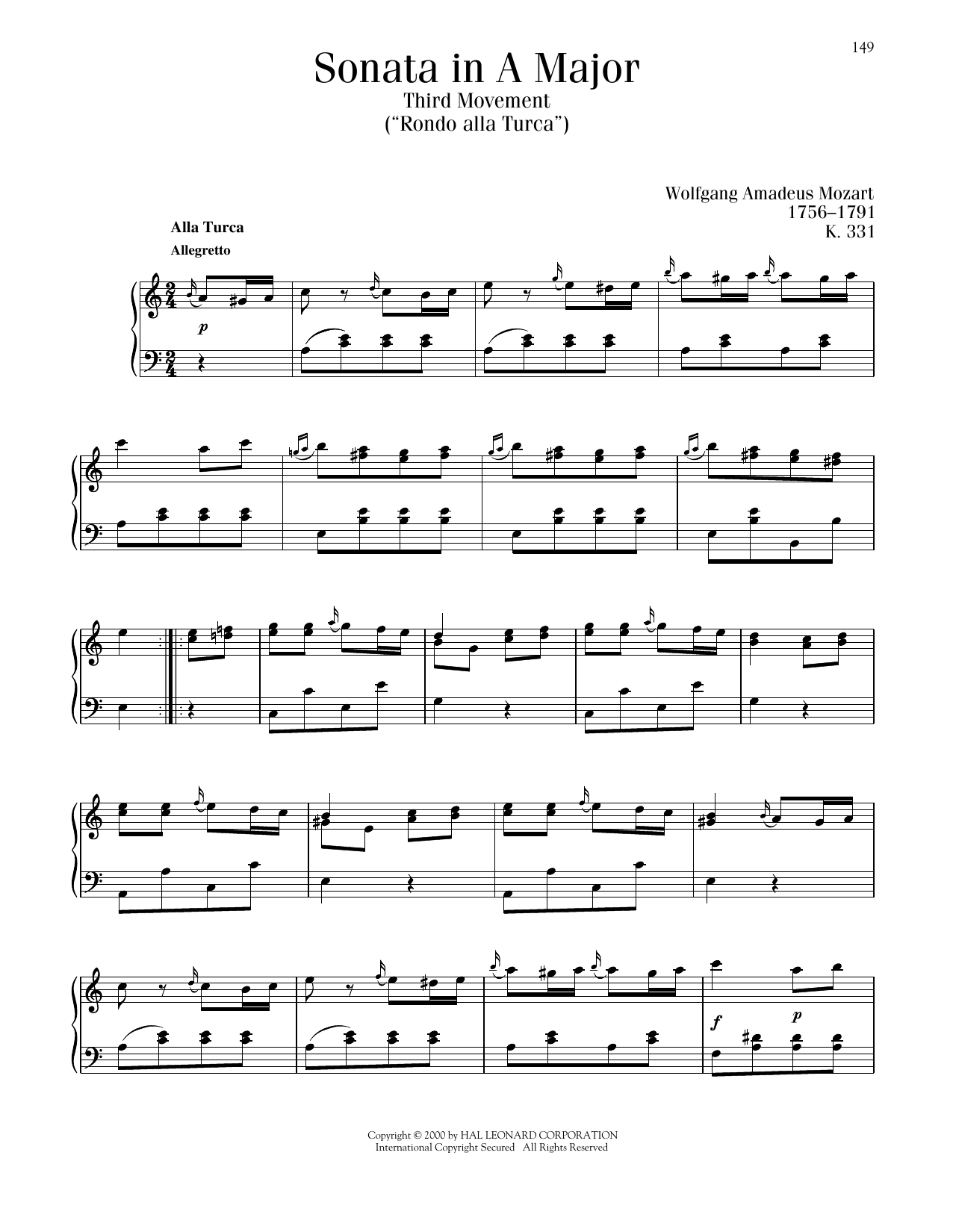 Produktbild zu: Rondo: Allegretto (Alla Turca), K. 331