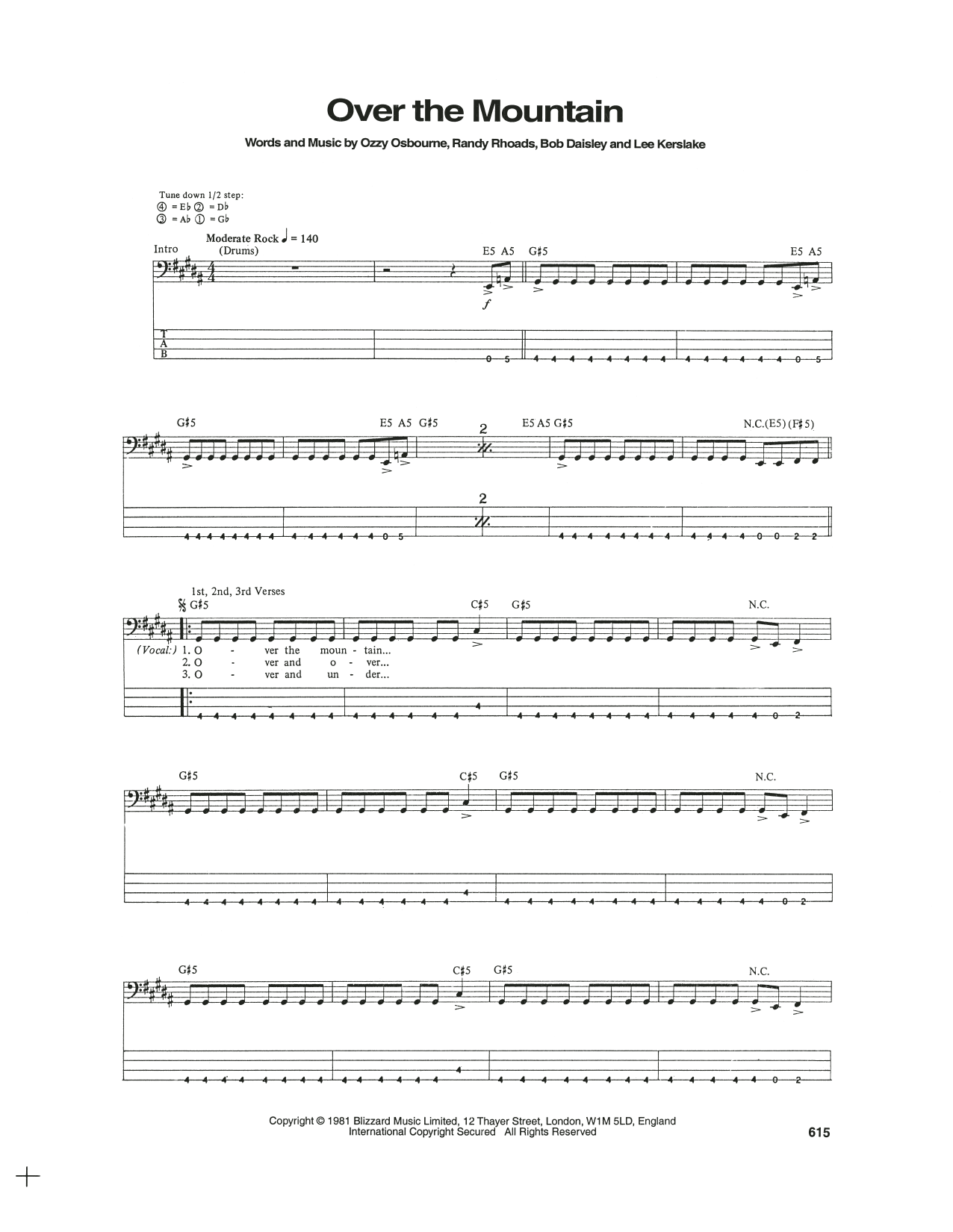 Produktgalerie: Seite 1 von 1 Over The Mountain, Ozzy Osbourne, E-Bass
