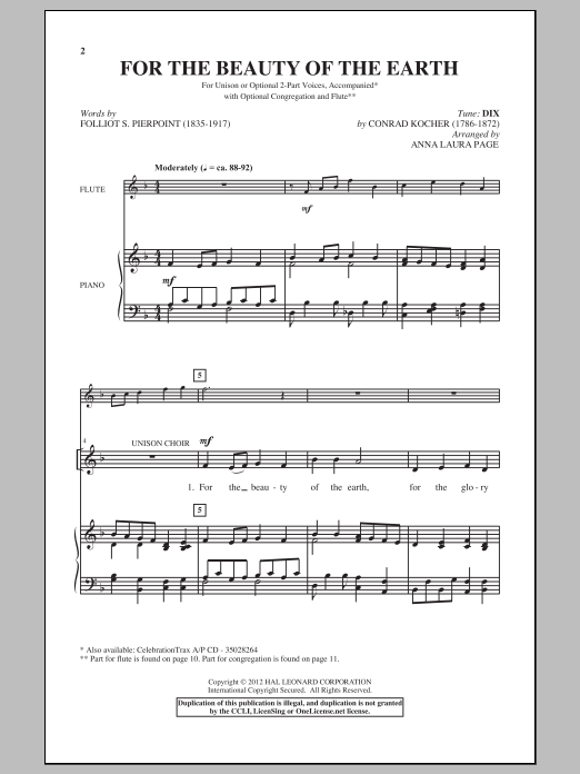 Produktbild zu: For The Beauty Of The Earth (arr. Anna Laura Page)