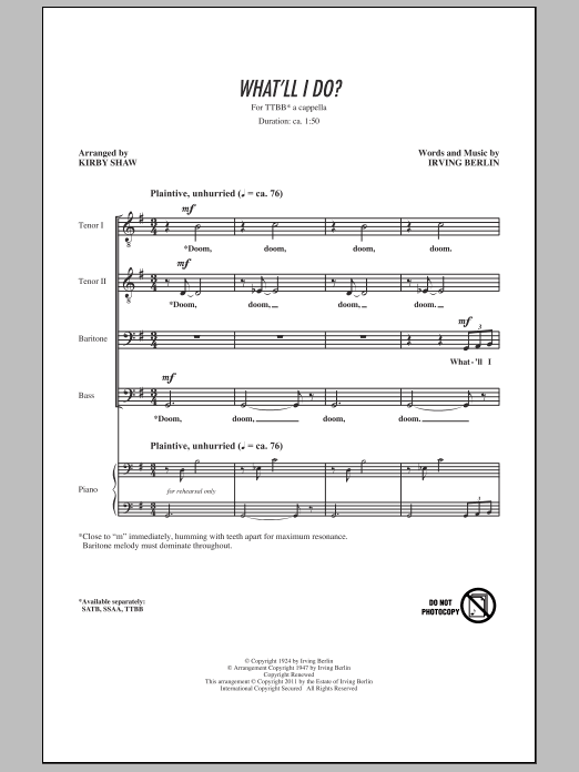 Product gallery: Page 1 of 1 What'll I Do, Kirby Shaw