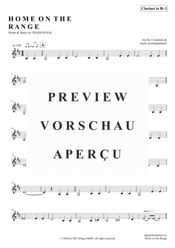 gallery: Home On The Range, American Folk Song, (Klarinetten Trio + Klavier)