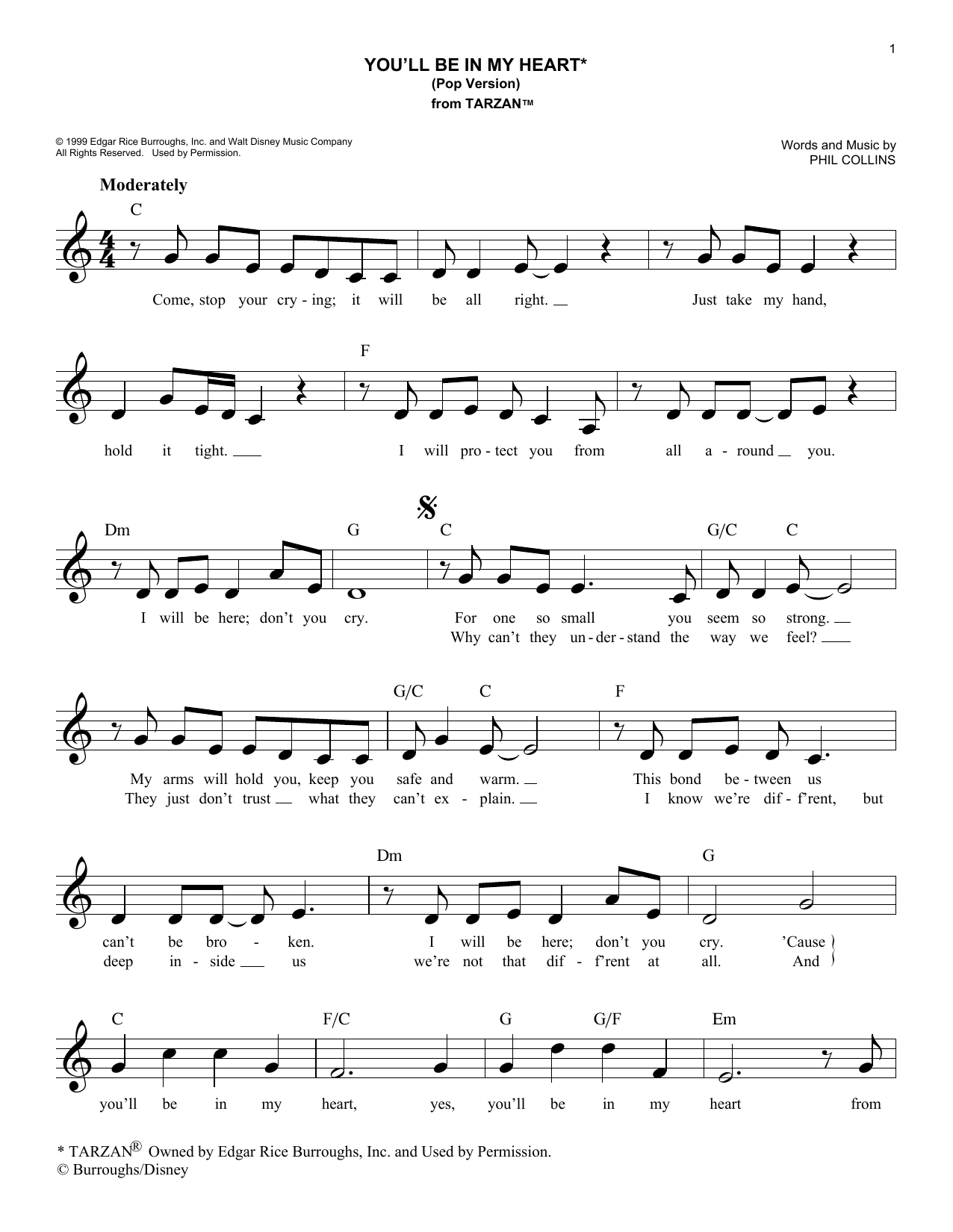 Produktbild zu: You'll Be In My Heart (Pop Version) (from Tarzan)