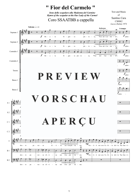Product gallery: Page 2 of 11 Fior del Carmelo - Hymne, , Mixed Choir 7-Part Ssaatbb A Cappella