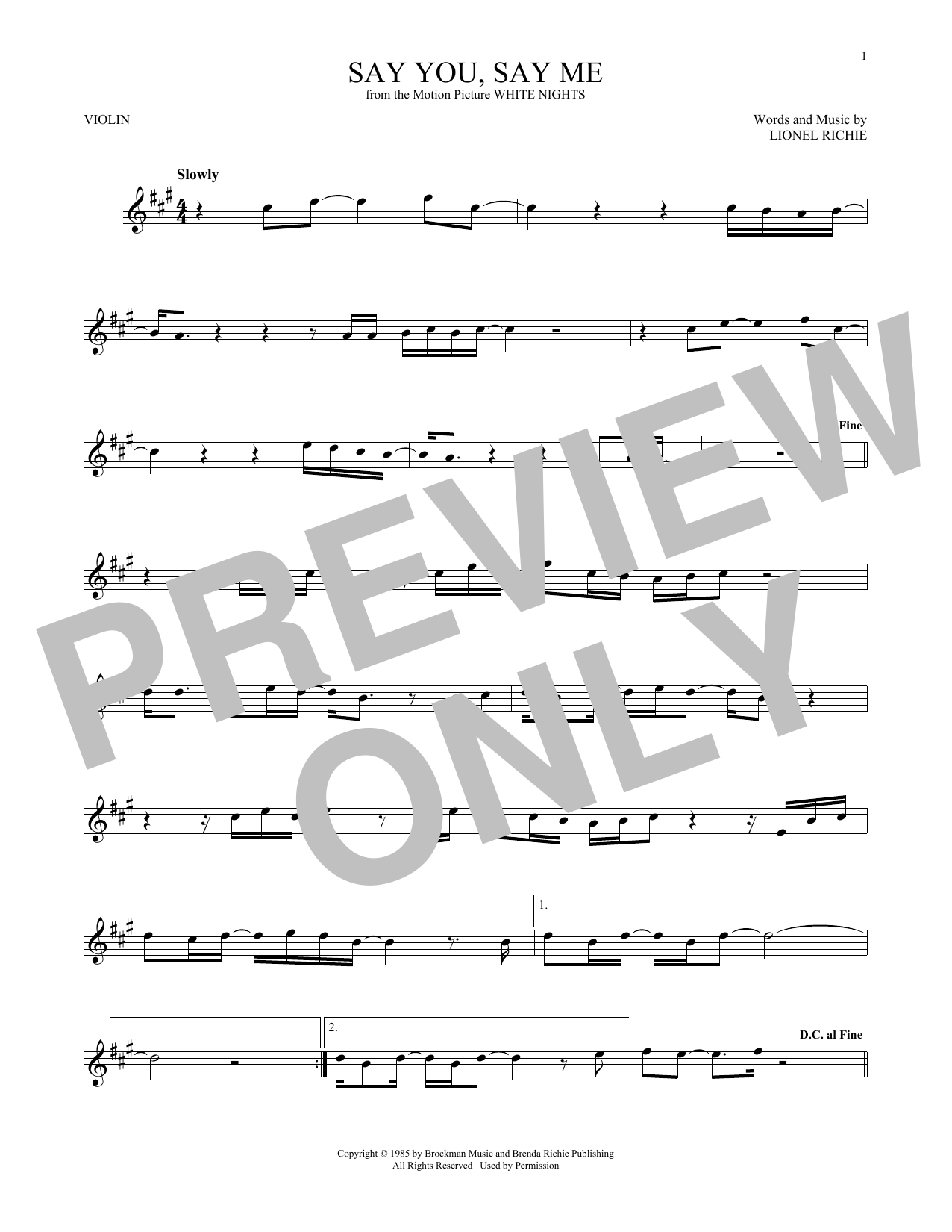 Product gallery: Page 1 of 1 Say You, Say Me, Lionel Richie