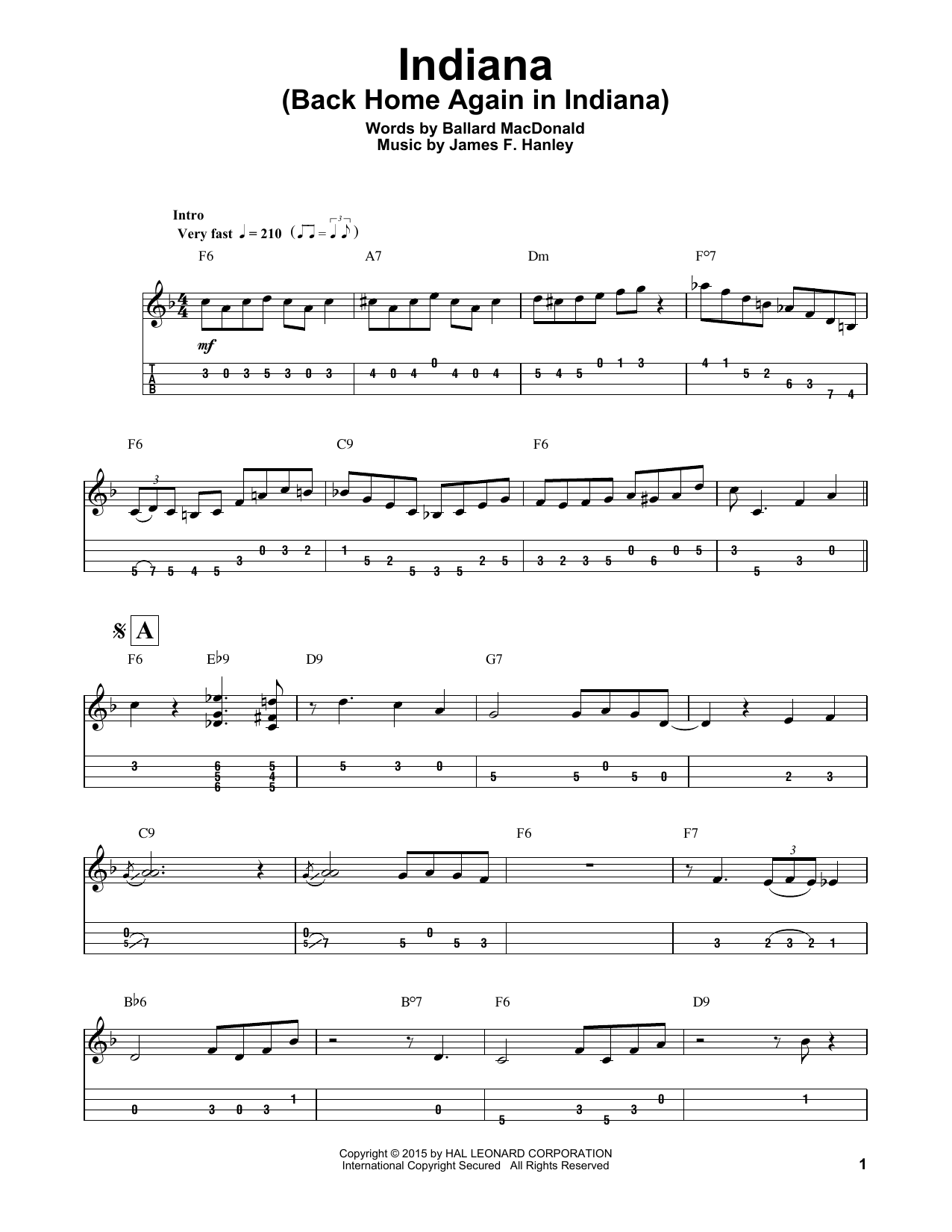 Produktbild zu: Indiana (Back Home Again In Indiana)