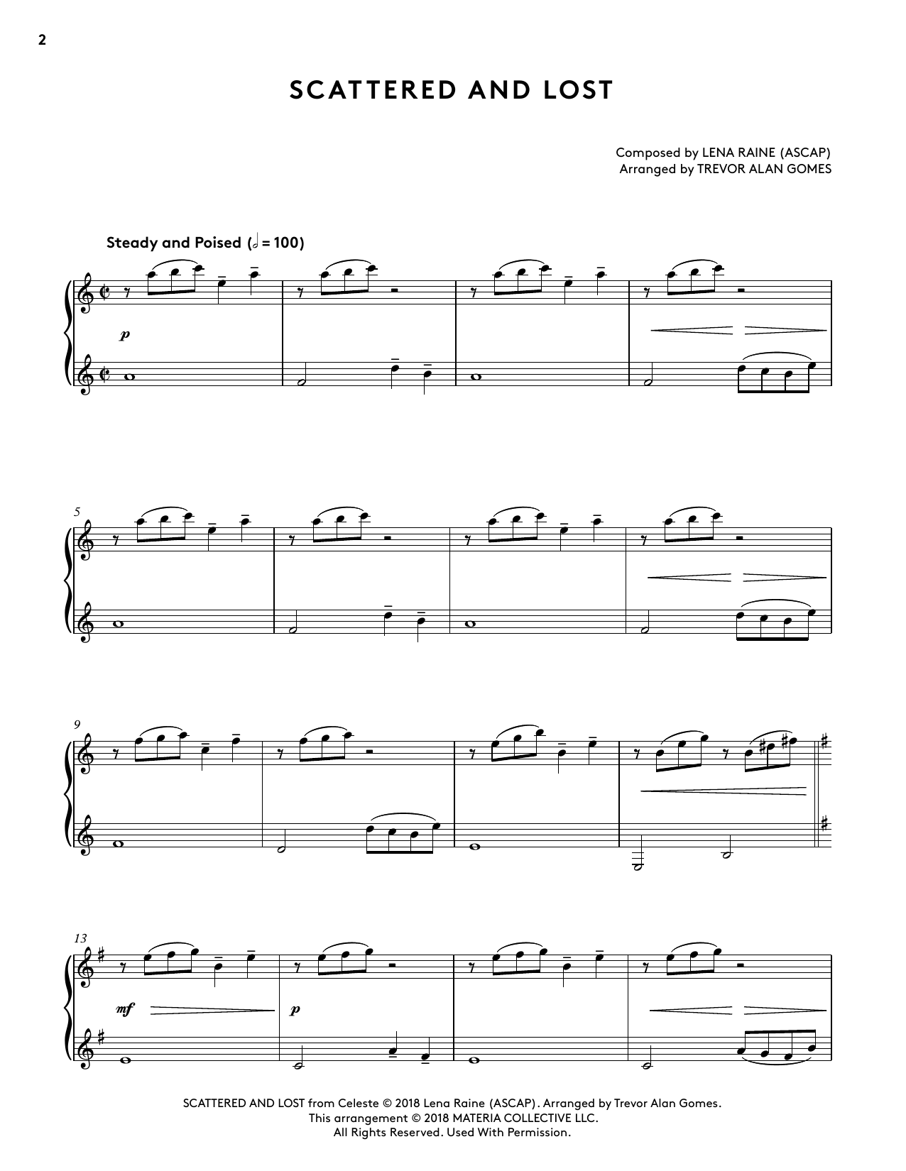Product picture to:  Scattered And Lost (from Celeste Piano Collections) (arr. Trevor Alan Gomes) - 