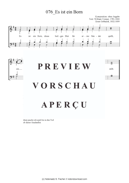 Produktbild zu: Es ist ein Born ohne Angabe / William Cowper, 1781-1800 Ernst Gebhardt, 1832-1899
