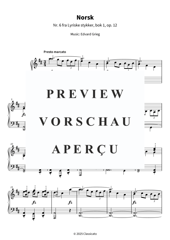 Product gallery: Page 5 of 7 Norsk - Nr. 6 fra Lyriske stykker, bok 1, op. 12, , Piano Solo