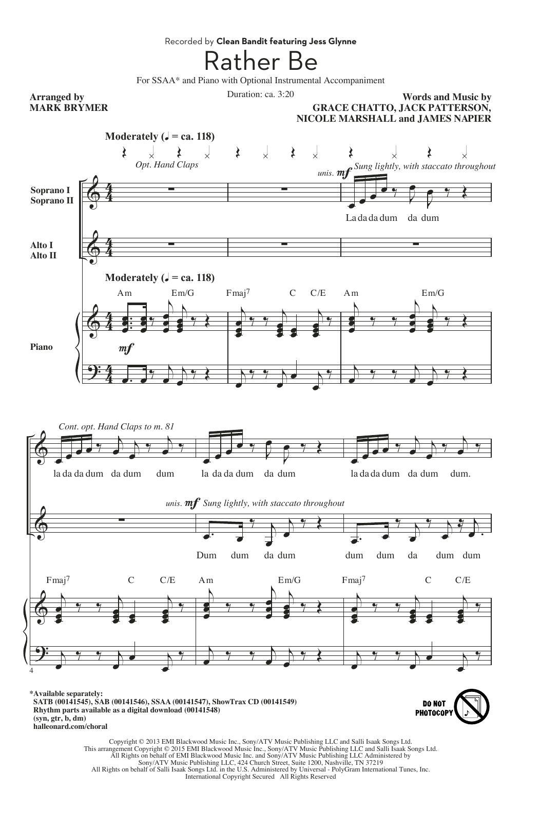 Produktgalerie: Seite 1 von 1 Rather Be, Mark Brymer, Chor