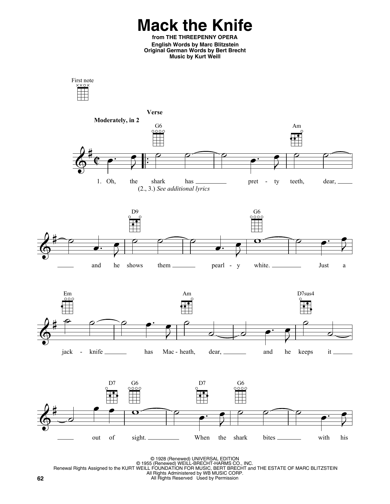 Produktgalerie: Seite 1 von 1 Mack The Knife, Bobby Darin, Ukulele