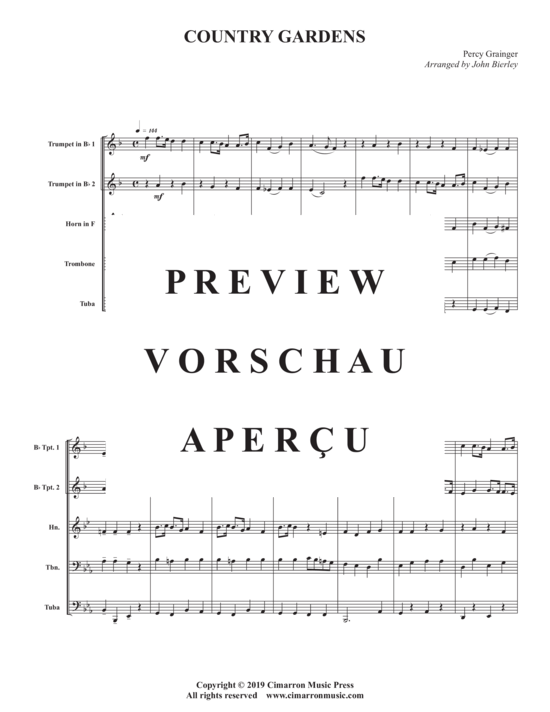 Produktgalerie: Seite 3 von 11 Country Gardens , , (Blechbläser Quintett)