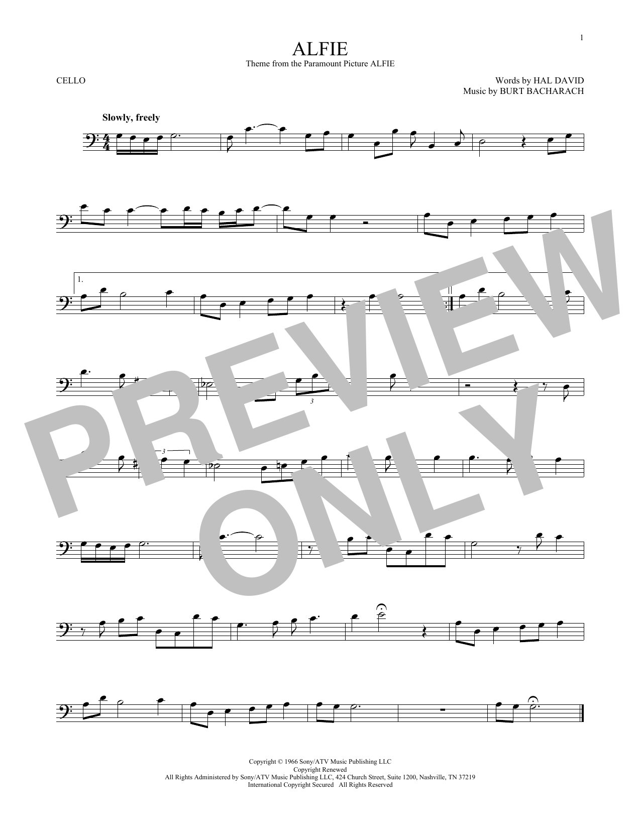 Produktgalerie: Seite 1 von 1 Alfie, Dionne Warwick, Violoncello