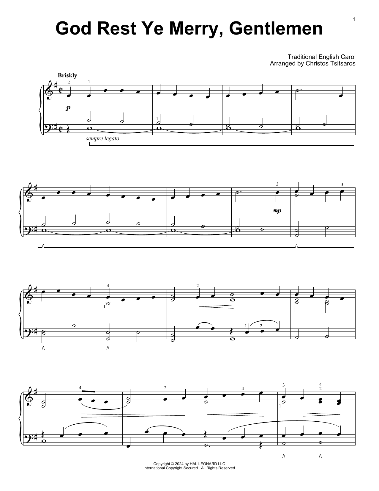 Produktgalerie: Seite 1 von 1 God Rest Ye Merry, Gentlemen (arr. Christos Tsitsaros), Traditional English Carol, Klavier