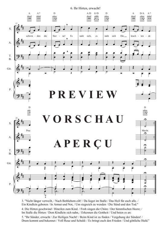 Produktgalerie: Seite 3 von 3 Ihr Hirten, erwacht , , (Gemischter Chor SATB, Gitarre + Klavier)