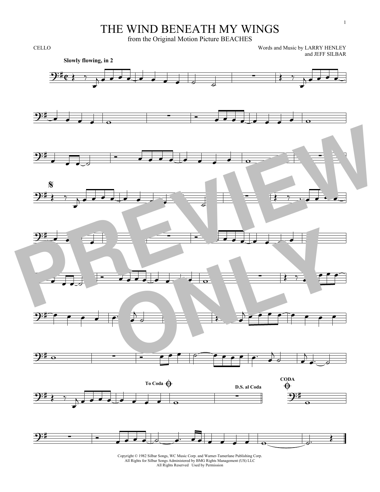 Produktgalerie: Seite 1 von 1 The Wind Beneath My Wings, Bette Midler, Violoncello