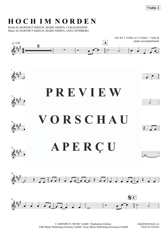 Produktgalerie: Seite 11 von 11 Hoch im Norden, Santiano, (Violinen Trio + Klavier)