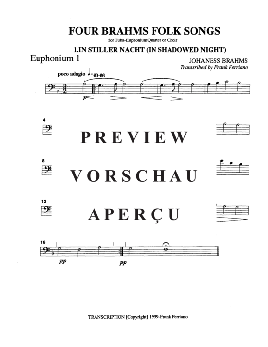 Product gallery: Page 11 of 21 Four Brahms Folk Songs , , (Tuba Quartett EETT)