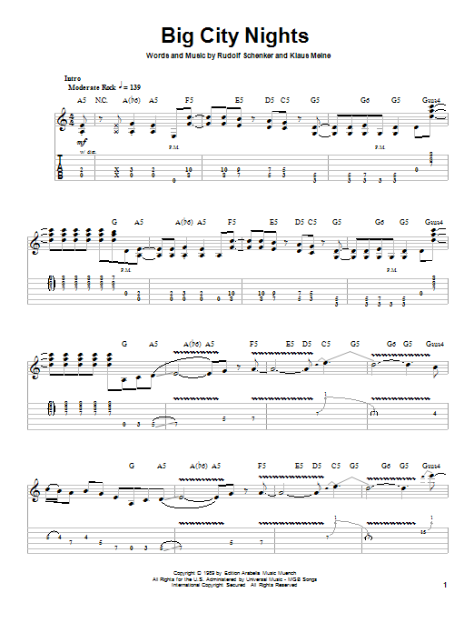 Produktgalerie: Seite 1 von 1 Big City Nights, Scorpions, Gitarre