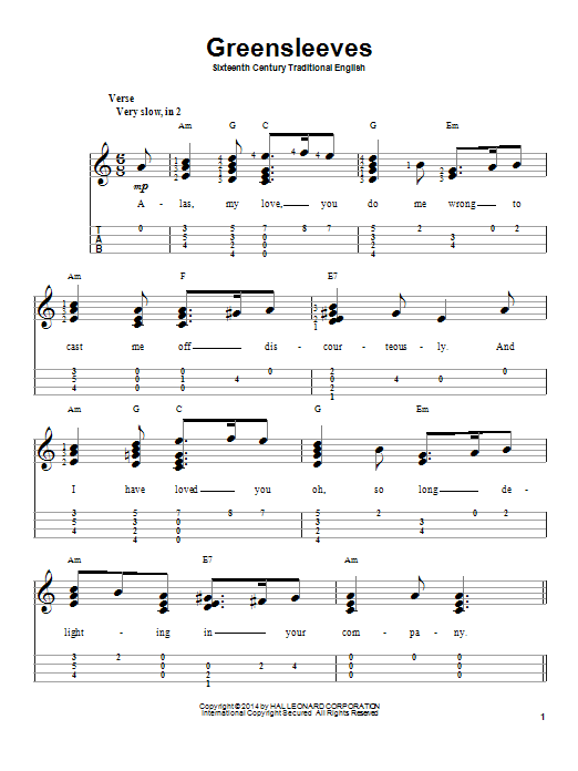 Product gallery: Page 1 of 1 Greensleeves, Traditional English