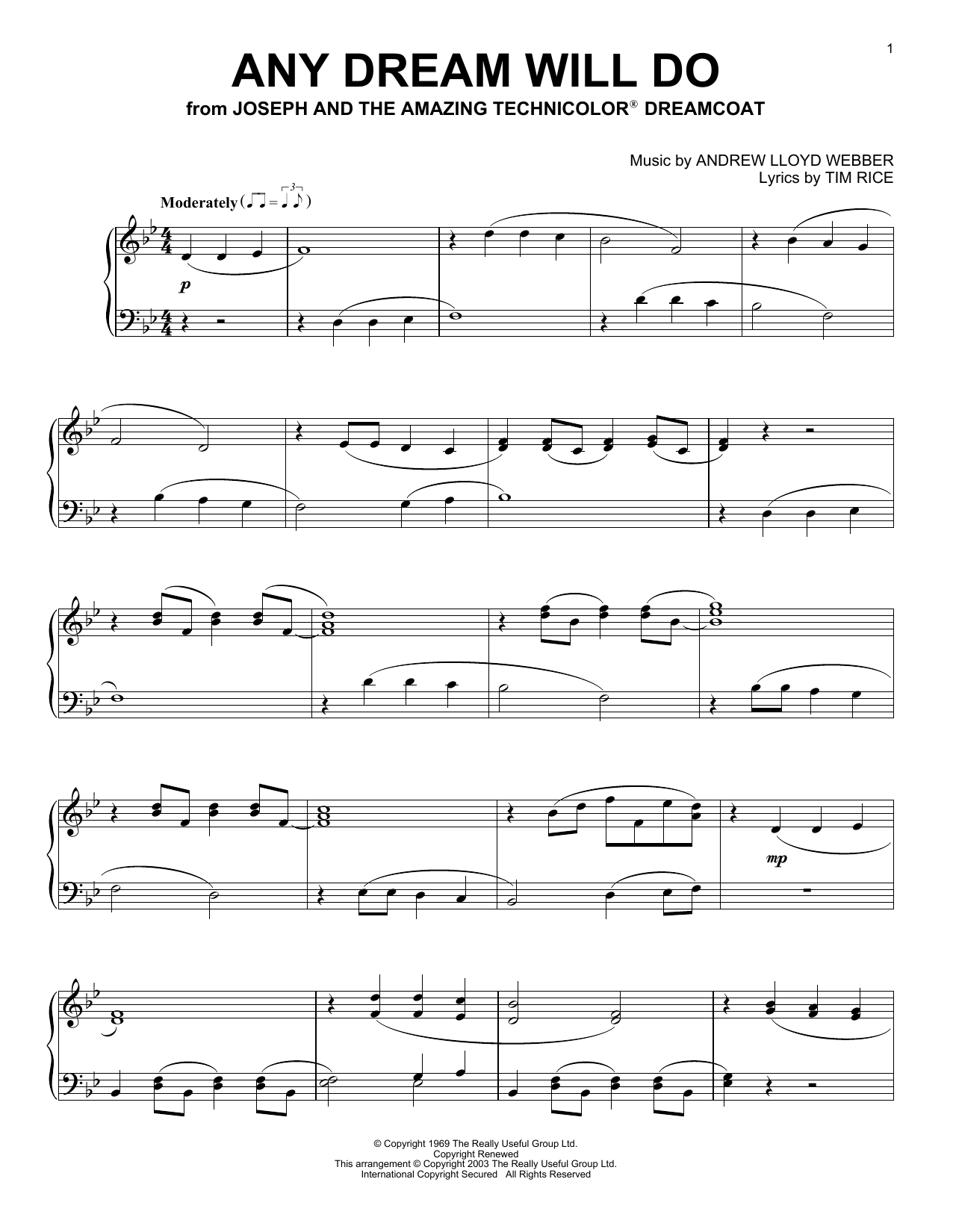 Product gallery: Page 1 of 1 Any Dream Will Do, Andrew Lloyd Webber
