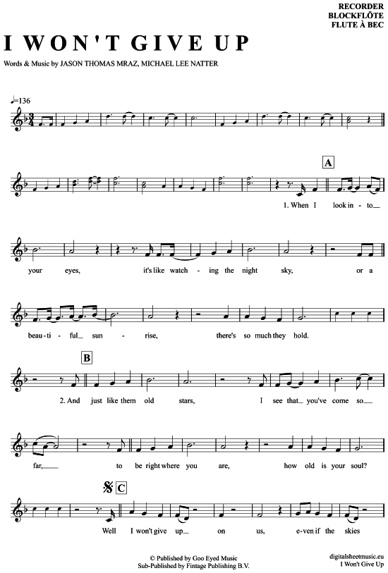 Product gallery: Page 1 of 4 I won´t give up , Mraz, Jason, (recorder)