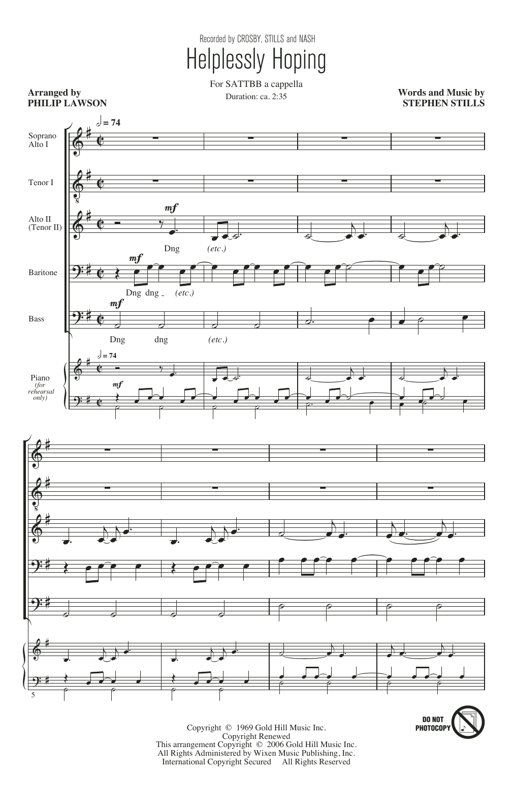 Produktgalerie: Seite 1 von 1 Helplessly Hoping (arr. Philip Lawson), Crosby, Stills & Nash