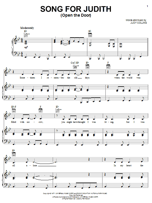 Produktgalerie: Seite 1 von 1 Song For Judith (Open The Door), Judy Collins, Gesang, Gitarre, Klavier