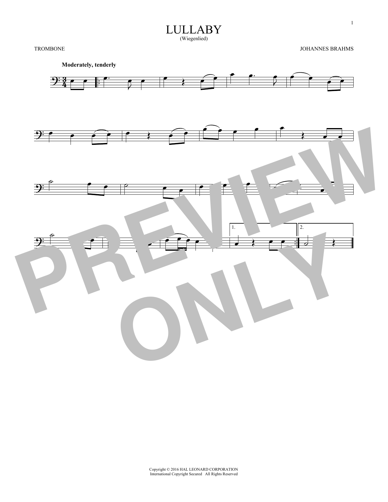 Product gallery: Page 1 of 1 Lullaby, Johannes Brahms