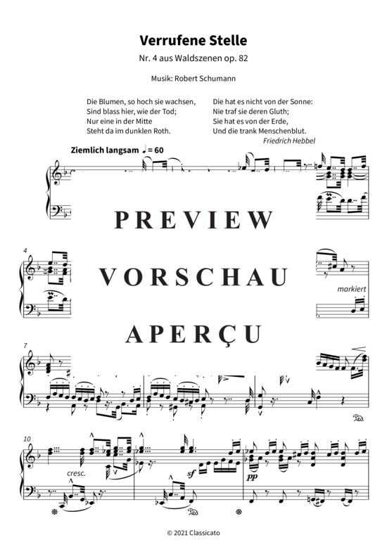 Produktgalerie: Seite 4 von 6 Verrufene Stelle - Nr. 4 aus Waldszenen op. 82 , , Klavier Solo