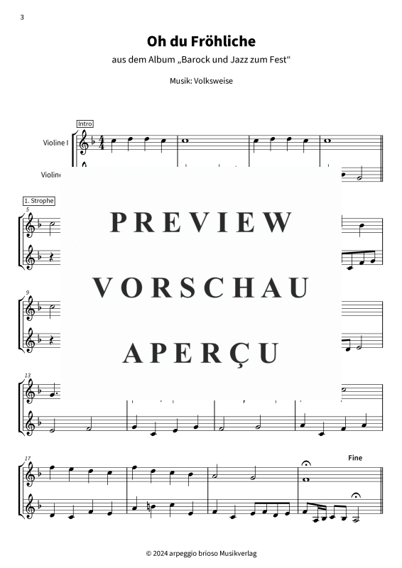 Product gallery: Page 1 of 8 Oh du Fröhliche - aus dem Album Barock und Jazz zum Fest, , (Duet 2x violin)
