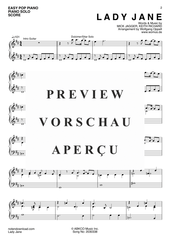 gallery: Lady Jane, Rolling Stones, The, Klavier einfach