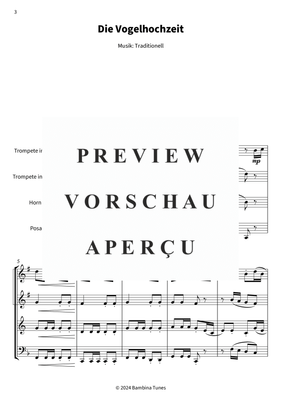 gallery: Die Vogelhochzeit, , (Blechbläser Quartett 2x Trompete in B, Horn in F + Posaune)