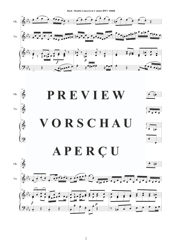 Produktgalerie: Seite 3 von 11 Doppel Konzert Oboe, Violine in C-Moll BWV 1060R, , Oboe, Violine und Klavier